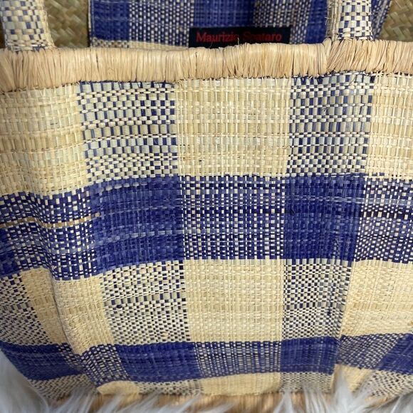 Authentic Maurizio Spatro Italy Purple Plaid Woven Raffia HandmadeTgu To… - Picture 5 of 7